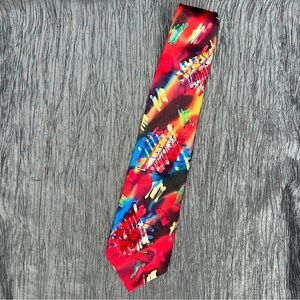 Bold colorful Robert Daskal 100% silk neck tie Artist Signed USA 56x4
